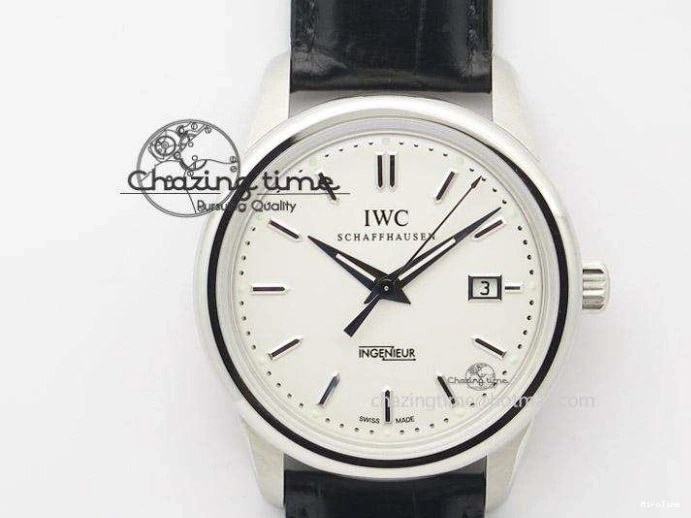 MIROTIME 0105 Supportive Portofino Automatic SS AF 1:1 Best Edition White Dial on Black Croco Leather Strap A 7184